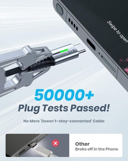 USB C Charger Cable 2m 3.1A Type C Cable Fast Charging, Braided USB A to USB-C Phone Charger Cable USBC for iPhone 16 15 Pro, Samsung Galaxy S24 S23 Ultra, Pixel 9, iPad Air, Switch, Steam etc.
