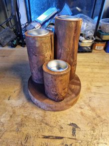 Handcrafted wooden tealight holder