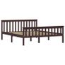 Bed Frame Dark Brown Solid Pine Wood 160x200 cm Image 3