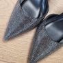 Black & Silver Rhinestone Heels Uk6 Image 2