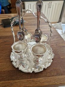 Vintage  Sheffield  silver plated egg cup set