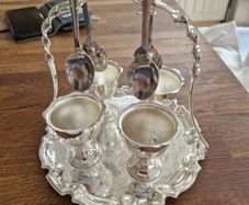 Vintage  Sheffield  silver plated egg cup set