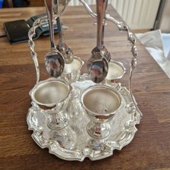 Vintage  Sheffield  silver plated egg cup set