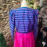 80s Vintage handmade dress with striped bolero jacket Image 8