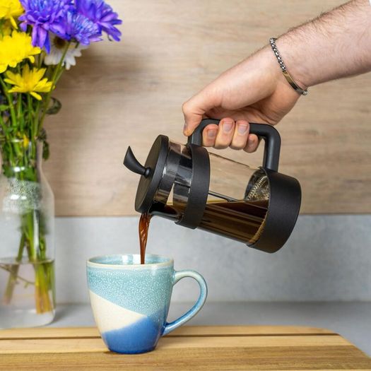 Caf Ole Style Cafetiere, 350ml 1 Cup Plastic and Glass French Press Coffee Maker Matt Black