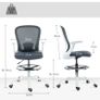 Ergonomic office chair with adjustable footrest and liftable armrests, height-adjustable, 59x62x99-119cm, gray Image 2