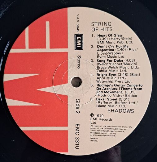 The Shadows - String Of Hits ('79 Irish Pressing) Vinyl