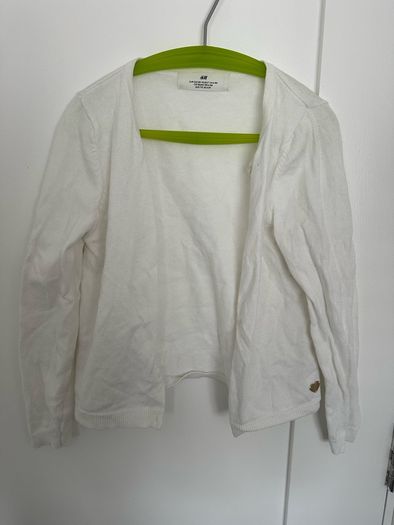 White H&M cardigan for a girl, 122/128 cm, 6-8 years