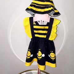 Baby Girls Yellow & Black Bumble Bee Dress & Hat Age 3-6 months / EU 62cm