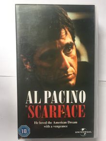 Scarface (Brian De Palma Film) [1983] Al Pacino, Steven Bauer, Michelle Pfeiffer, Mary Elizabeth Mastrantonio & Robert Loggia (PAL VHS Movie)