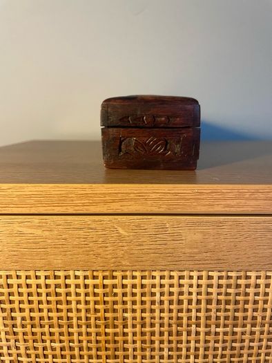 Vintage Asian Hand Carved Wooden Pencil Case