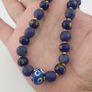Antique Venetian African Style Floral & African Blue Glass Beads Necklace Image 10