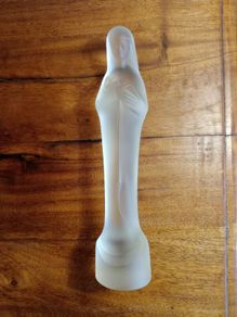 Vintage Madonna & Child Frosted Glass Statue. Stamped. By Steph Uijterwaal.
