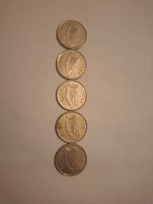 Lot of 5 Vintage Pre-Euro Irish 5p Coins 1995 Small Format