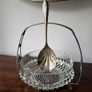 Vintage Cut Glass Serving Bowl with Decorative Stand & EPNS Spoon Image 4