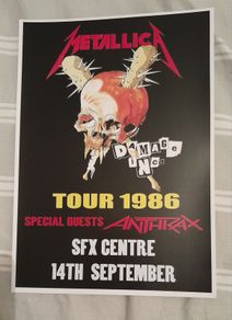 Metallica Tour Poster Dublin 1986