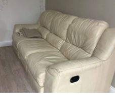 Cream leather recliner sofa x 3
