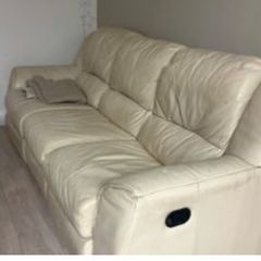 Cream leather recliner sofa x 3