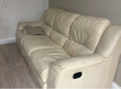 Cream leather recliner sofa x 3