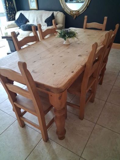 Solid pine kitchen table and chairs
