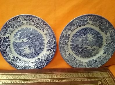 Two Blue/ White Tea Plates