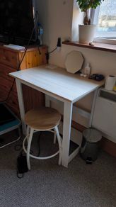 Wooden desk with wooden bench