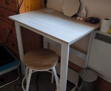 Wooden desk with wooden bench