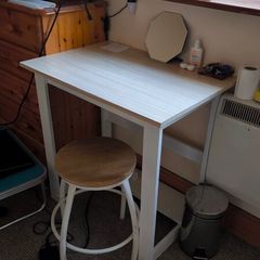 Wooden desk with wooden bench