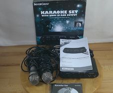 SilverCrest Karaoke Set Complete with HDMI - 2 Metal Microphones, Mixer & Cables Power Supply Instructions and Disk Boxed