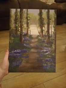 Hand Painted Woodland Scene on Canvas