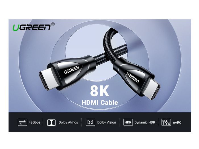 Ugreen 3M HDMI 2.1 UHD/3D 8K (7680x4320@60Hz) 48Gbps Ultra High Speed Cotton Braided (Nickel-Plated) Cable (Brand New/Warranty)