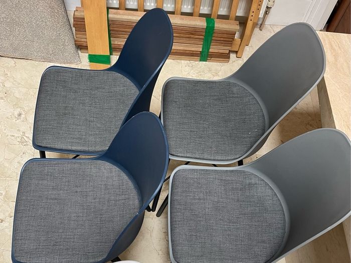 4 x Beautiful Solid Grey & Navy Kitchen Dining Chairs - Can Deliver