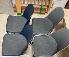 4 x Beautiful Solid Grey & Navy Kitchen Dining Chairs - Can Deliver