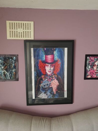 Completed framed diamond art - Alice in wonderland "The mad hatter"