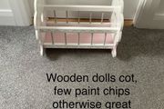 Wooden dolls cot