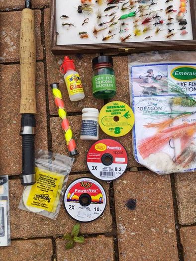 Fly fishing rods and flies
