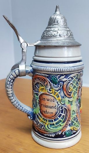 German Beer Stein Pewter Lid Vintage Made in Germany