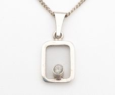 925 Vintage Sterling Silver CZ Necklace