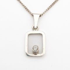 925 Vintage Sterling Silver CZ Necklace