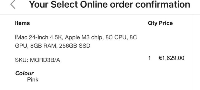 Apple iMac 24 inch M3 8GB 256GB 4.5K Pink Excellent Condition