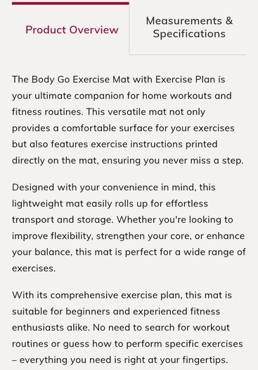 Brand New Body Go Exercise Mat With Exercise Plan - RRP - 20.99