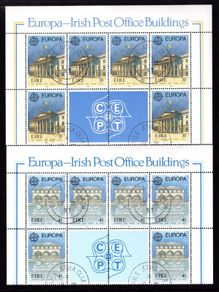 1990 Ireland Europa: Post Office Building Commemorative Stamps (Part Sheet) Very Fine Used with steel Dublin Cancel