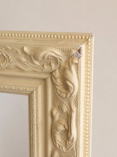 Ornate Cream Full-Length Floor Mirror, Vintage Style