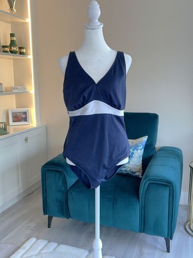 Ladies Navy & White Swimsuit from TU  Size UK 18 / EU 46