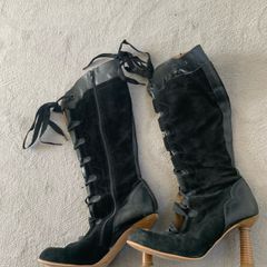 Black Suede Boots -As New - Very Stylish