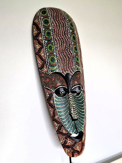 Handmade Wooden Aboriginal Dot Art Mask
