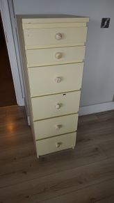 Wooden children chest of drawers with top mirror