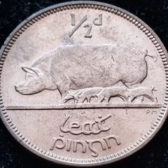 [#144] - Ireland 1942 | Irish 1/2d | Irish Half Penny | Sow | KM.10 | UNC