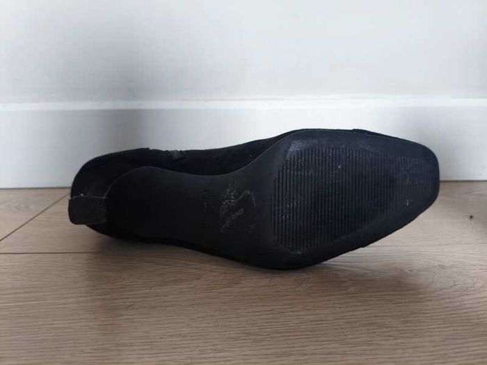 Black suede-look kitten heel ankle boots