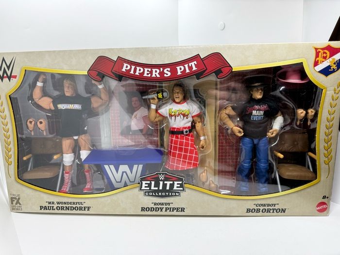 Wwe Mattel Elite Pipers Pit Set Rowdy Roddy Piper ,Mr Wonderful Paul Orndorff ,Cowboy Bob Orton